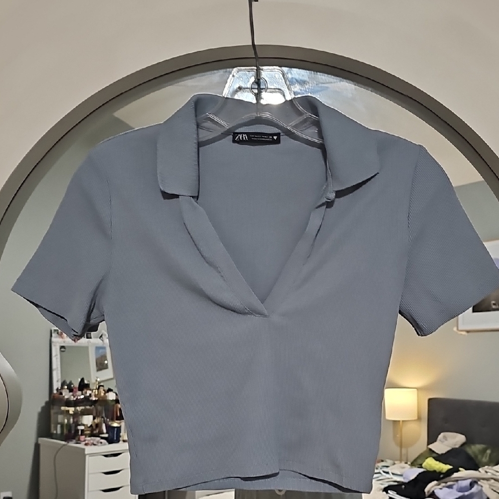 Zara Women's Gray Collared Top